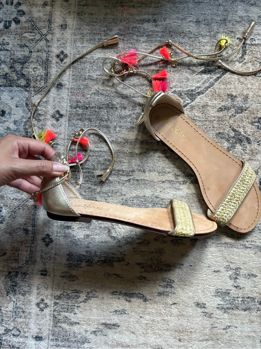 Lilly Pulitzer Willa Sandals Size 7.5 tassels resortwear vacation beach summer